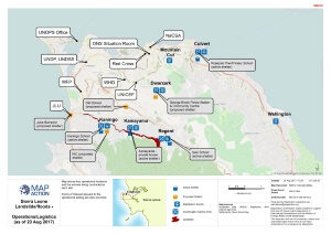 A map showing the locations of major humanitarian agencies in Freetown