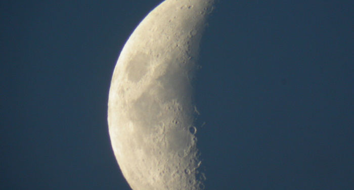 Close up of left hand side of the moon