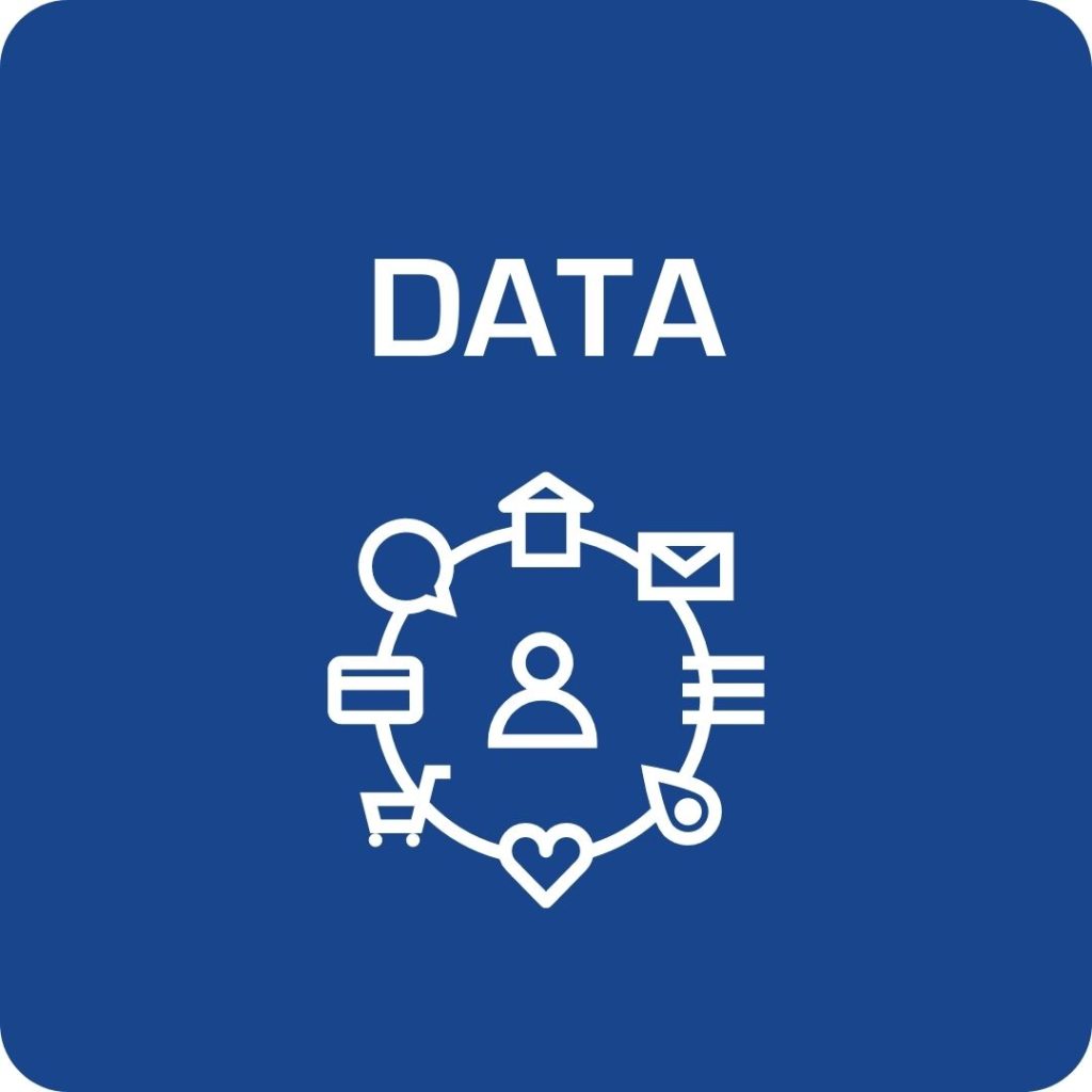 Blue box reads "Data" with icon