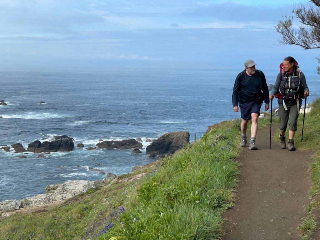 Anne and Nigel walking on the South West Coastal Path